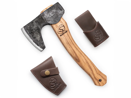BeaverCraft AX6 Compact Long-Bearded Bushcraft Hatchet – Hand-Forged Ashwood Handle