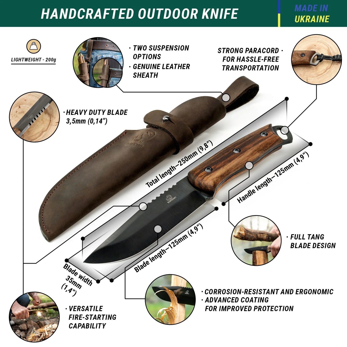 BSH4 Dusk Carbon Steel Bushcraft Knife with Walnut Handle