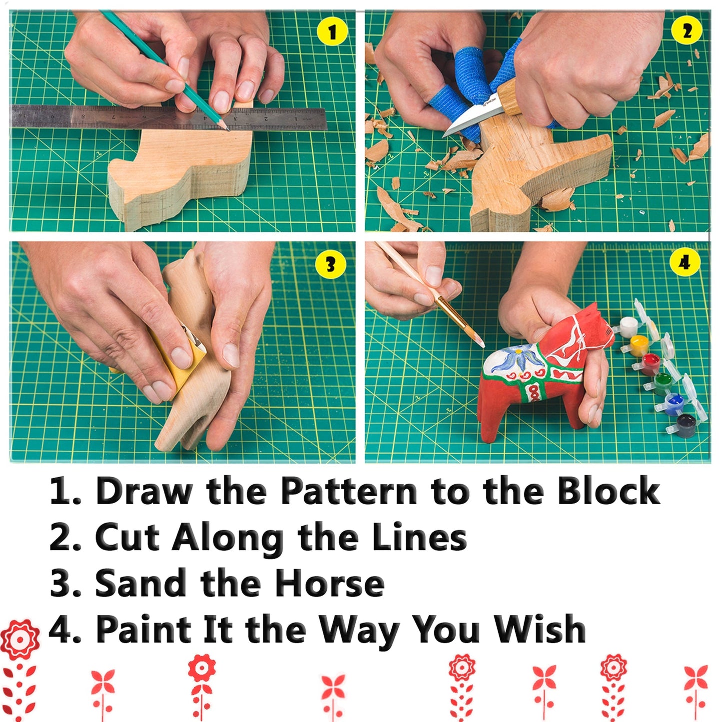 BeaverCraft DIY Dala Horse Wood Carving Kit for All Ages