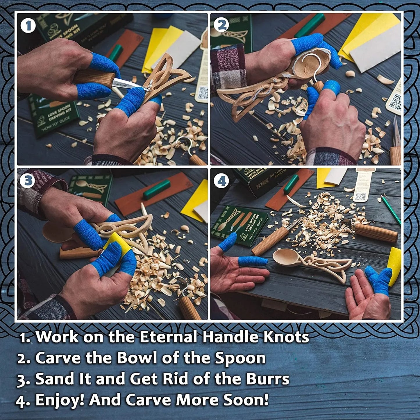 DIY04 Celtic Spoon Carving Kit Complete Starter Whittling Set