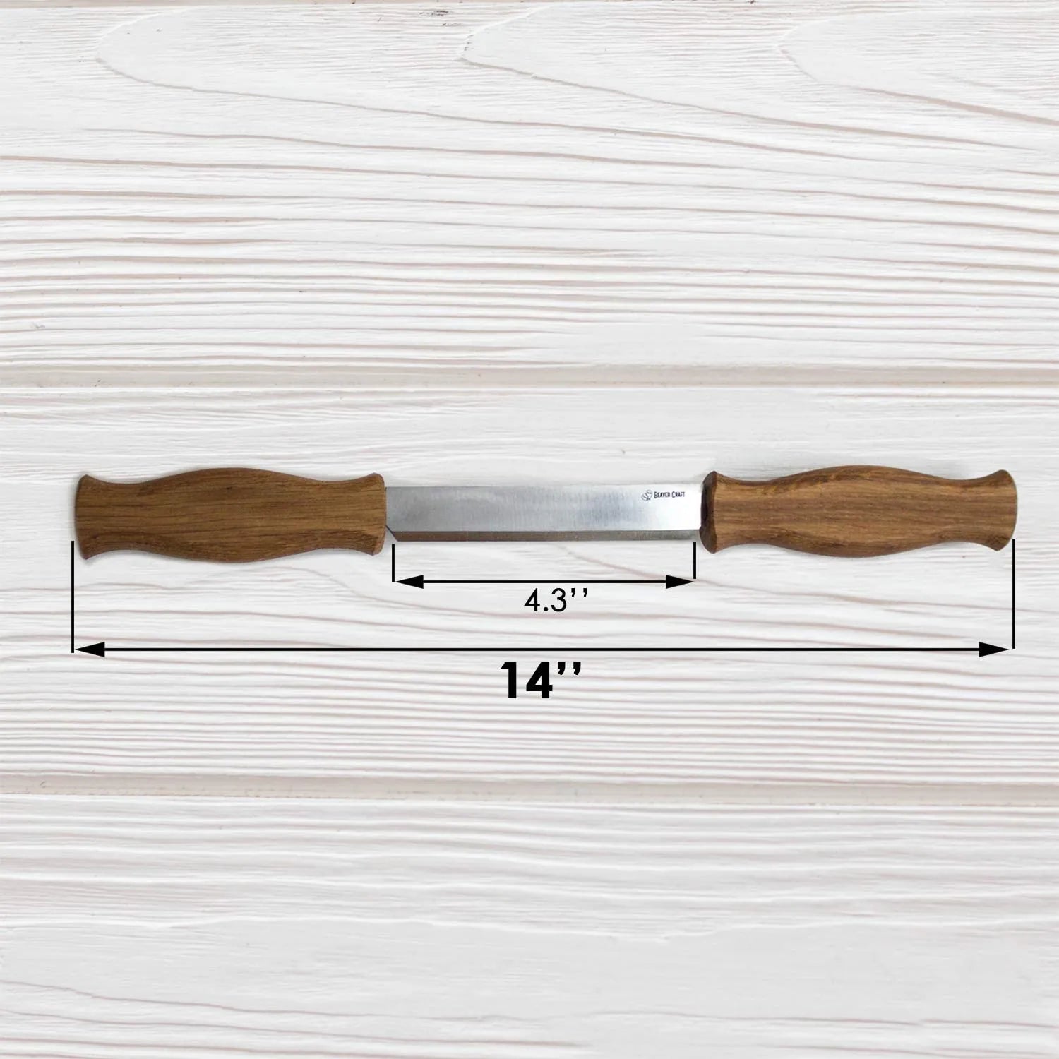 BeaverCraft DK1S Drawknife with Oak Handles and Leather Sheath