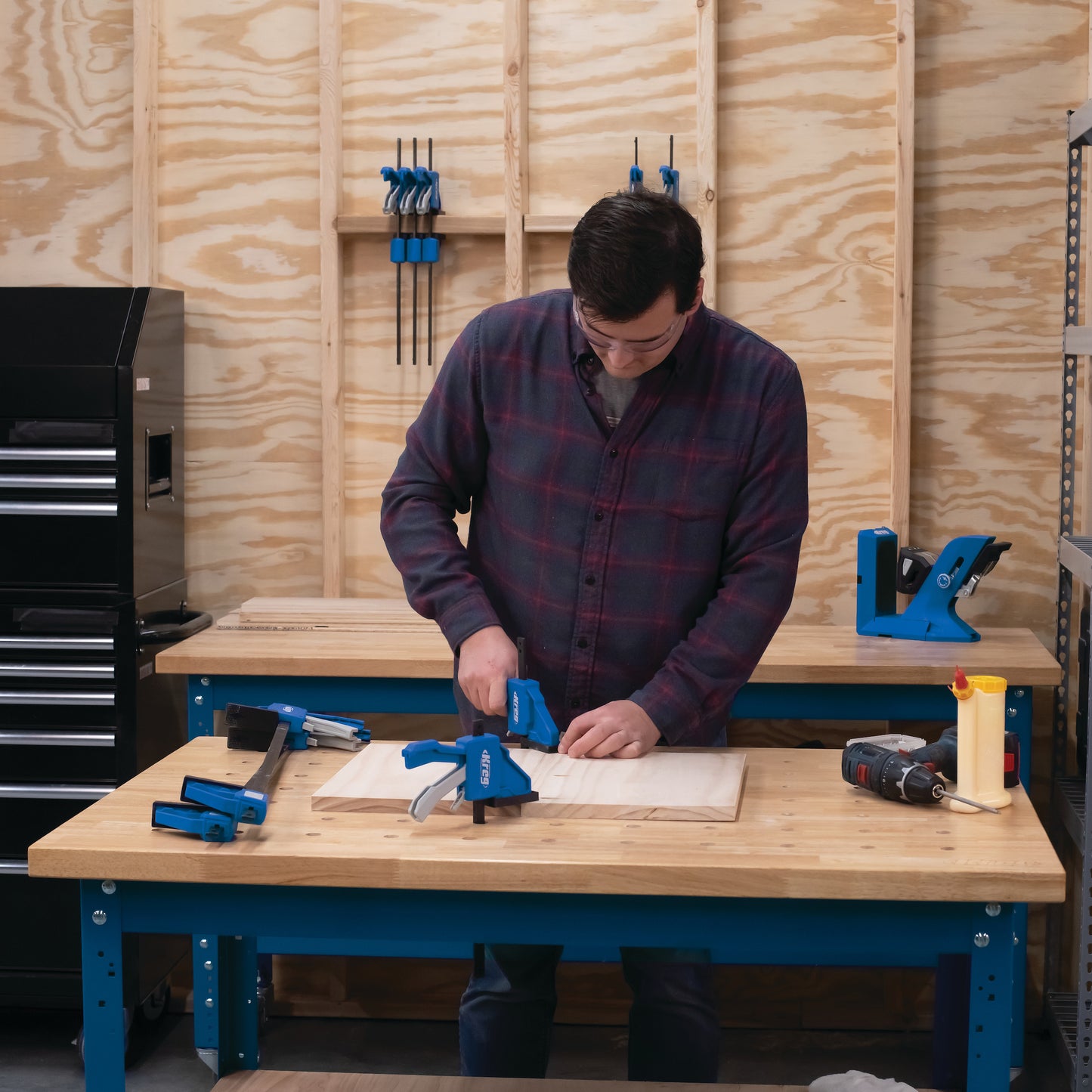 Kreg Durable Hardwood Workbench Top: 610x813mm Butcher Block with 19mm Dog Holes