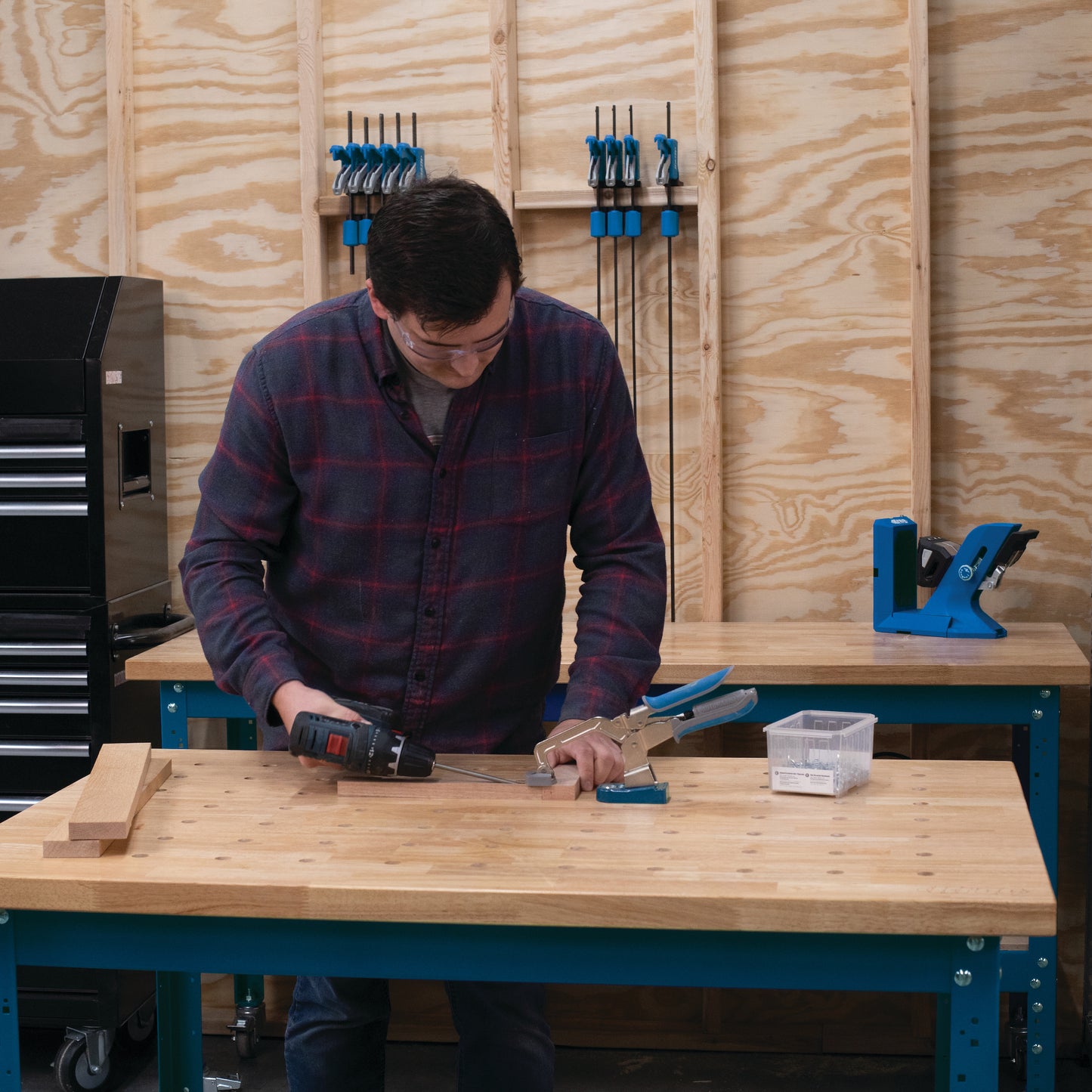 Kreg Durable Hardwood Workbench Top: 610x813mm Butcher Block with 19mm Dog Holes