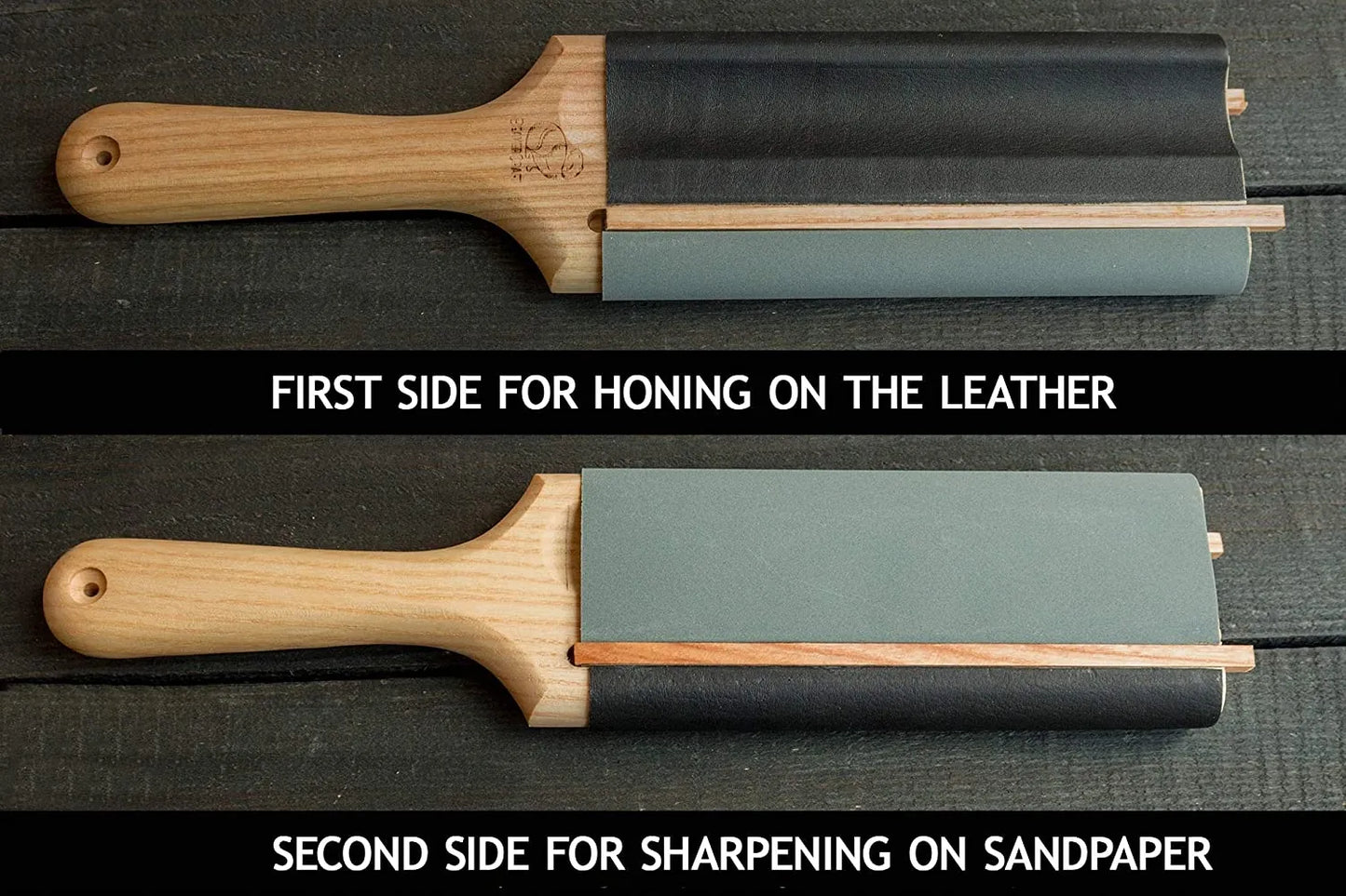 BeaverCraft LS5P1 Dual‑Sided Leather Paddle Strop for Hook Knives