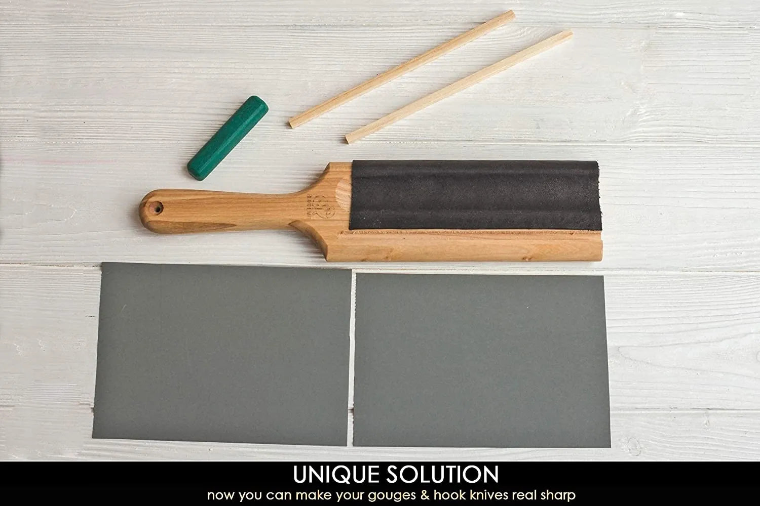 BeaverCraft LS5P1 Dual‑Sided Leather Paddle Strop for Hook Knives