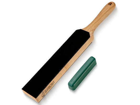 LS6P1 Small Dual‑Sided Leather Paddle Strop with Polishing Compound