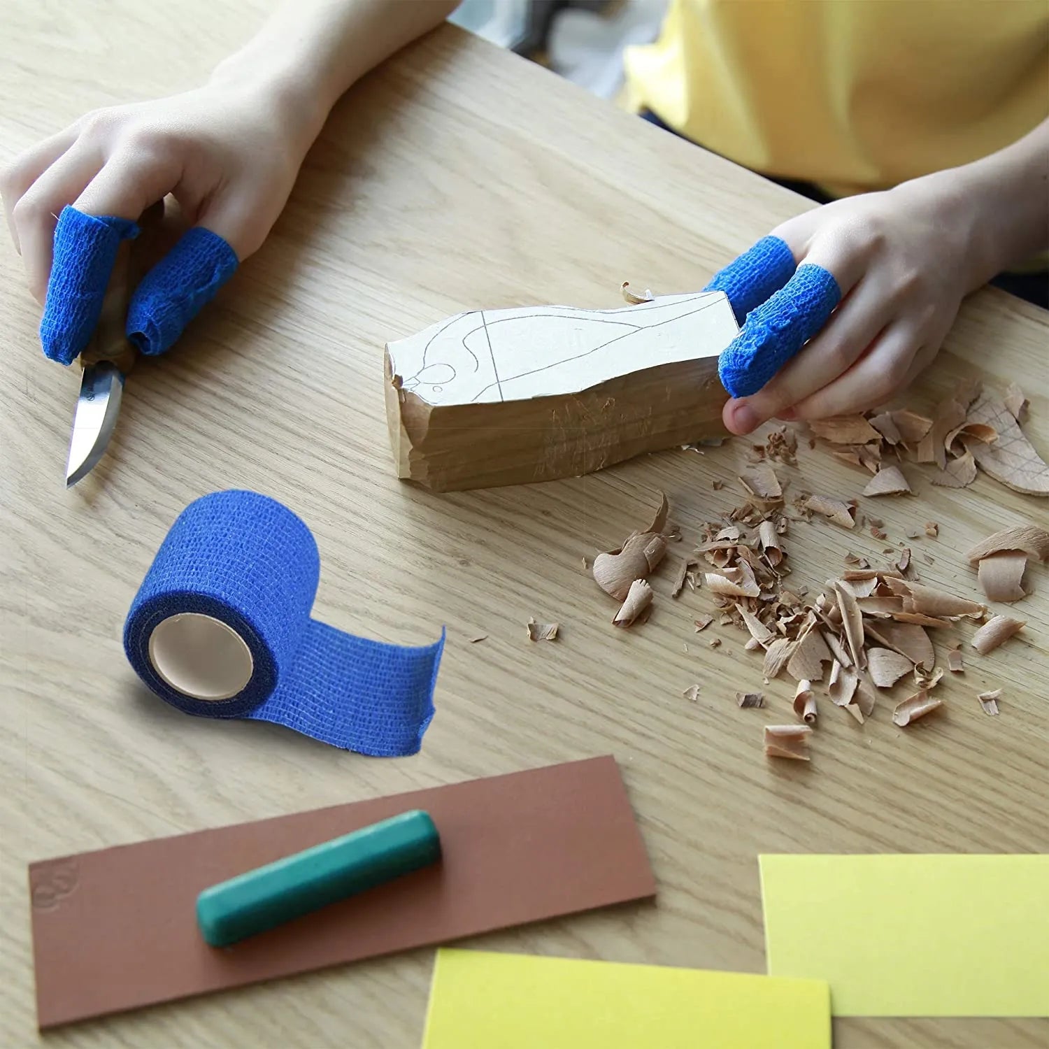 BeaverCraft NCT6 Cut Resistant Adherent Wrap Tape for Wood Carving