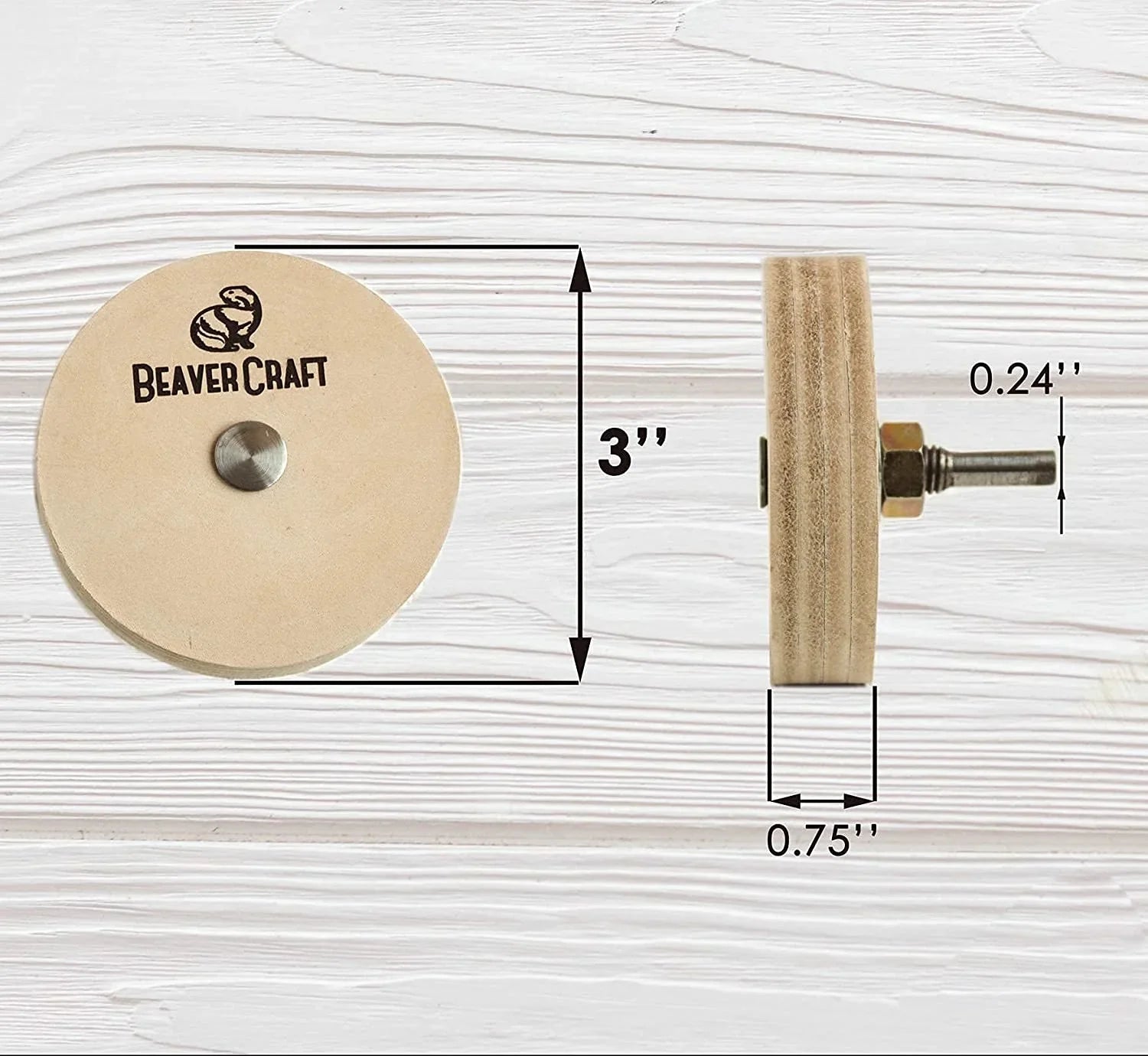BeaverCraft PW1 Natural Leather Polishing Wheel for Knives and Tools