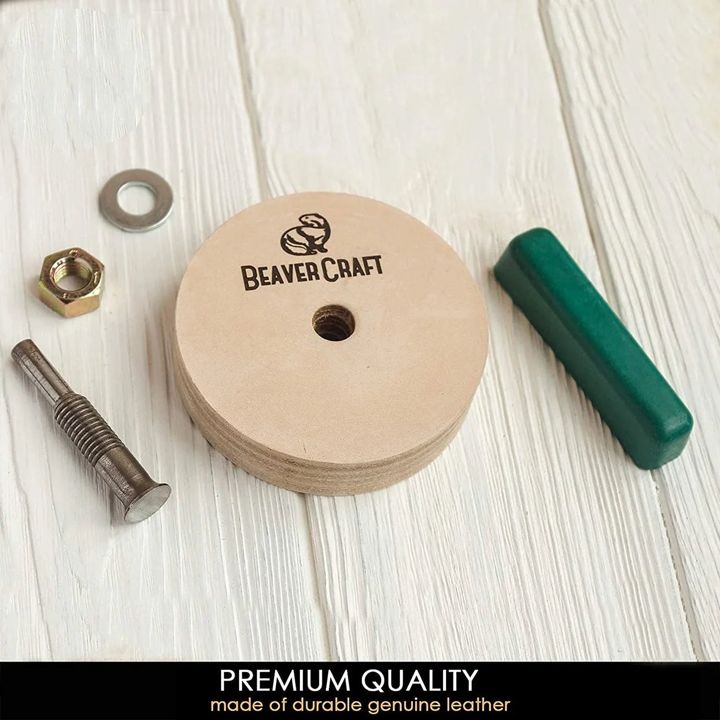 BeaverCraft PW1 Natural Leather Polishing Wheel for Knives and Tools