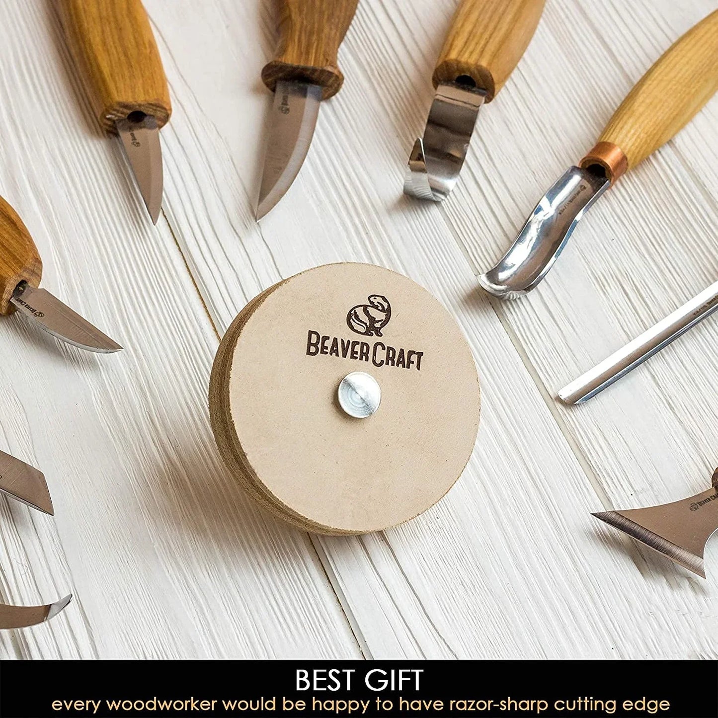 BeaverCraft PW1 Natural Leather Polishing Wheel for Knives and Tools