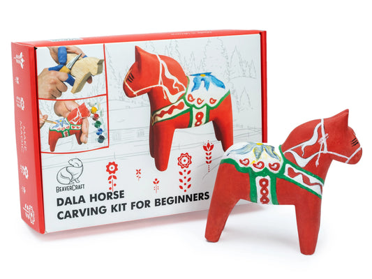 BeaverCraft DIY Dala Horse Wood Carving Kit for All Ages
