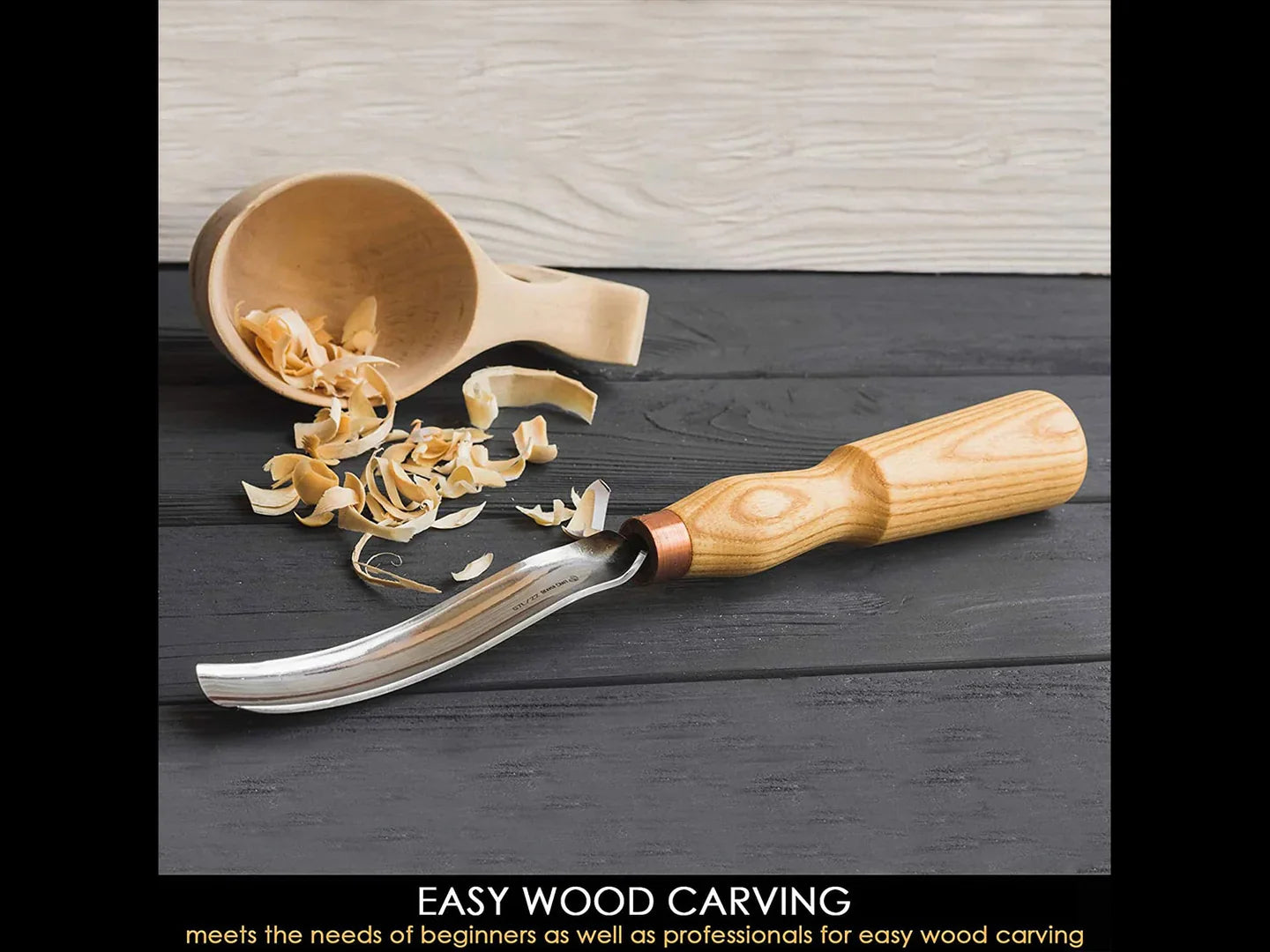 BeaverCraft G7L/22 Long Bent Gouge – 22mm Wood Carving Chisel