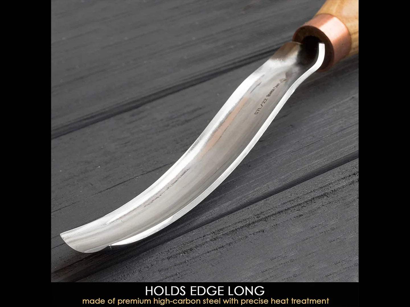 BeaverCraft G7L/22 Long Bent Gouge – 22mm Wood Carving Chisel