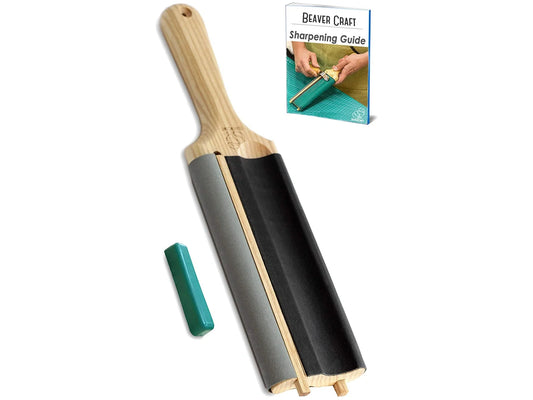 BeaverCraft LS5P1 Dual‑Sided Leather Paddle Strop for Hook Knives