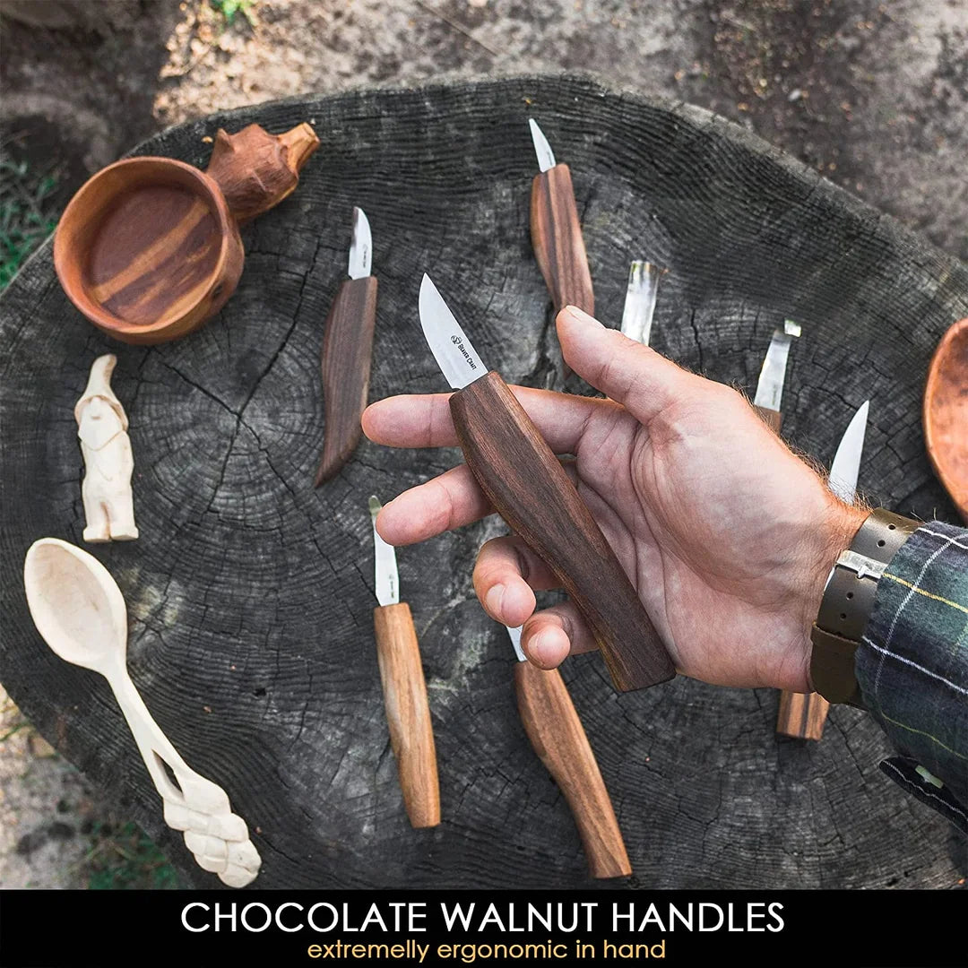 BeaverCraft S50X Deluxe Large Wood Carving Set with Walnut Handles